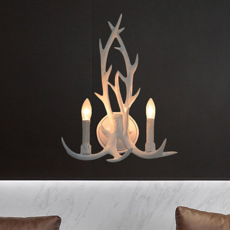 Open Bulb Wall Lamp with Deer Horn Resin 1 Light Lodge Country Sconce Light for Kitchen Clearhalo 'Industrial wall lights' 'Industrial' 'Middle century wall lights' 'Tiffany' 'Wall Lamps & Sconces' 'Wall Lights' Lighting' 678346