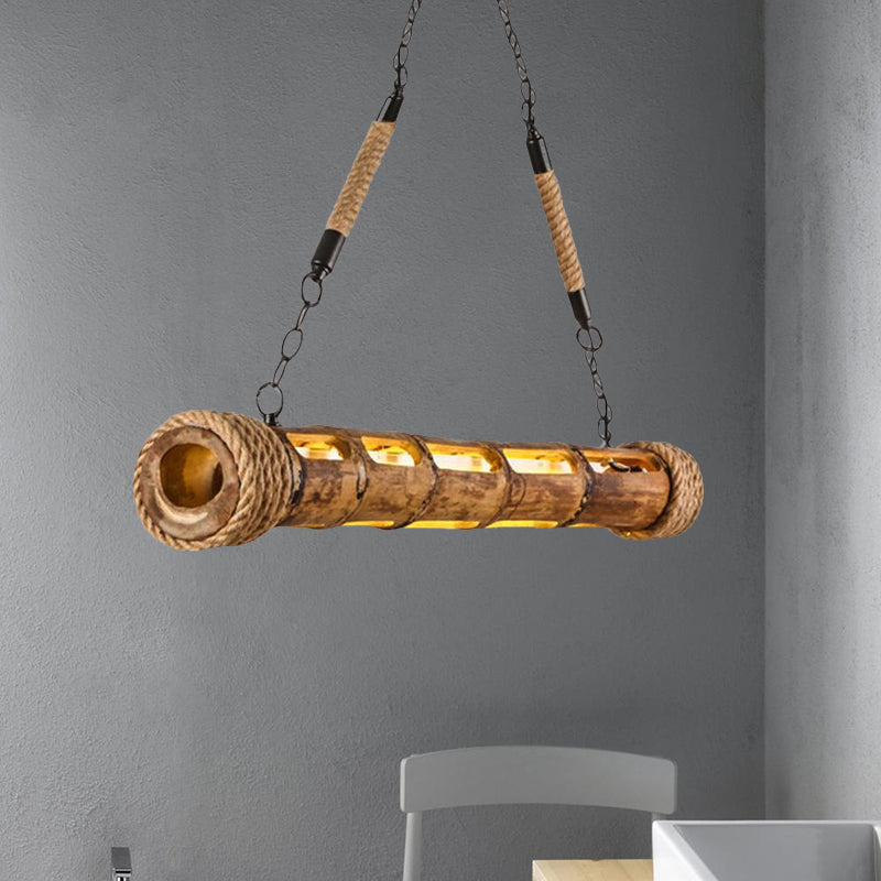 Bamboo Linear Pendant Light Lodge Style LED Ceiling Pendant Light for Restaurant Clearhalo 'Art Deco Pendants' 'Cast Iron' 'Ceiling Lights' 'Ceramic' 'Crystal' 'Industrial Pendants' 'Industrial' 'Metal' 'Middle Century Pendants' 'Pendant Lights' 'Pendants' 'Tiffany' Lighting' 678405