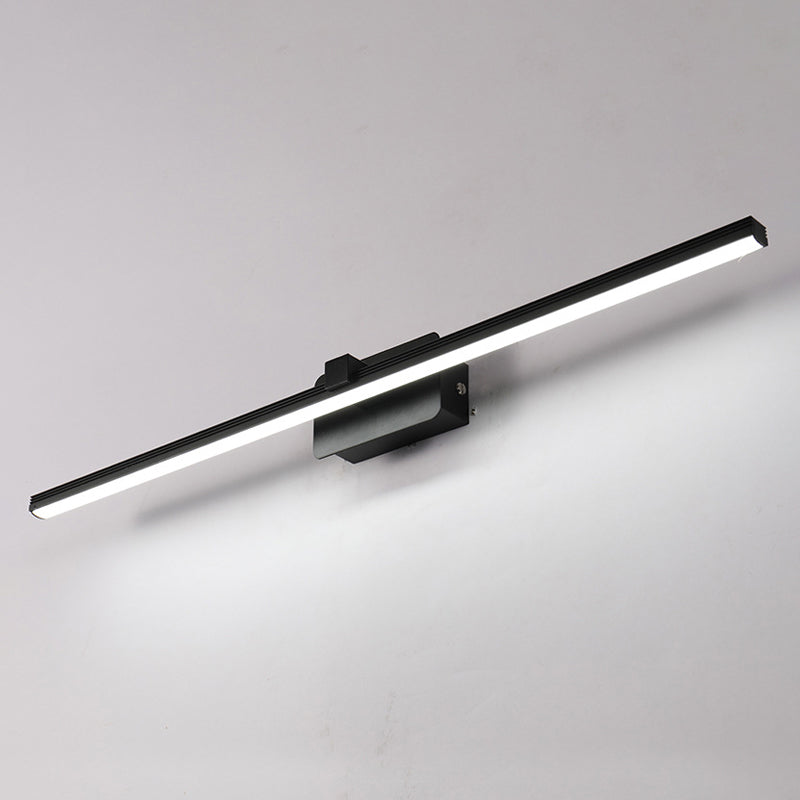 Black/White Linear Vanity Light Modernist 16"/19.5" W LED Aluminum Wall Light Fixture in Warm/White Light Black Clearhalo 'Cast Iron' 'Glass' 'Industrial' 'Modern wall lights' 'Modern' 'Tiffany' 'Traditional wall lights' 'Vanity Lights' 'Wall Lights' Lighting' 678524