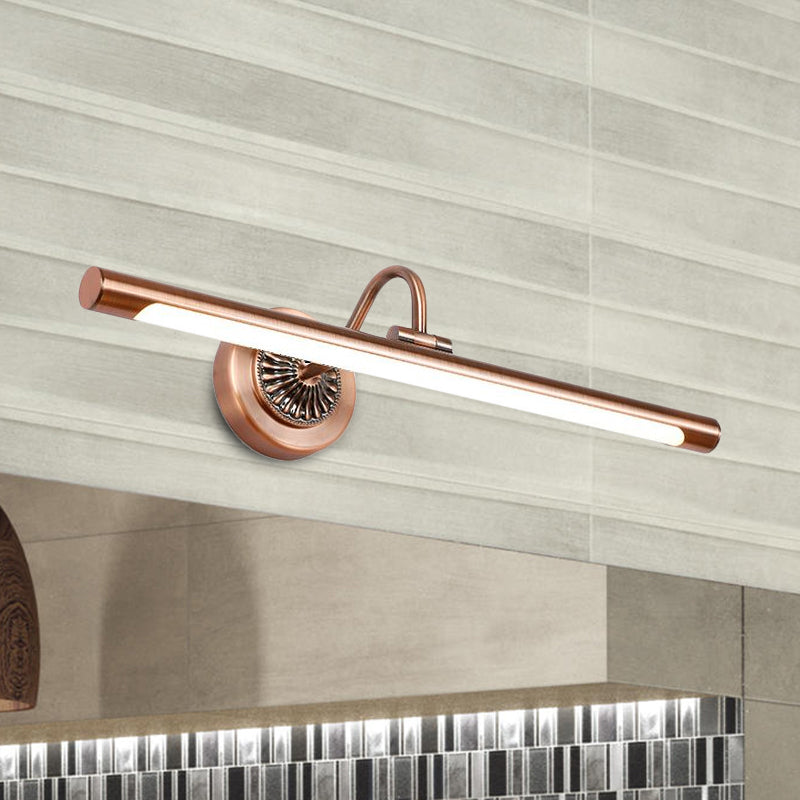 Modernist Style Tube Metal Vanity Sconce Light 18"/22" W LED Wall Mount Lamp in Weathered Copper/Brushed Brass, Warm/White Light Clearhalo 'Cast Iron' 'Glass' 'Industrial' 'Modern wall lights' 'Modern' 'Tiffany' 'Traditional wall lights' 'Vanity Lights' 'Wall Lights' Lighting' 678546