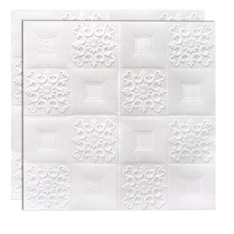 Modern Wall Paneling Foam 3D Embossed Peel and Stick Wall Panel White Clearhalo 'Flooring 'Home Improvement' 'home_improvement' 'home_improvement_wall_paneling' 'Wall Paneling' 'wall_paneling' 'Walls & Ceilings' Walls and Ceiling' 6785610