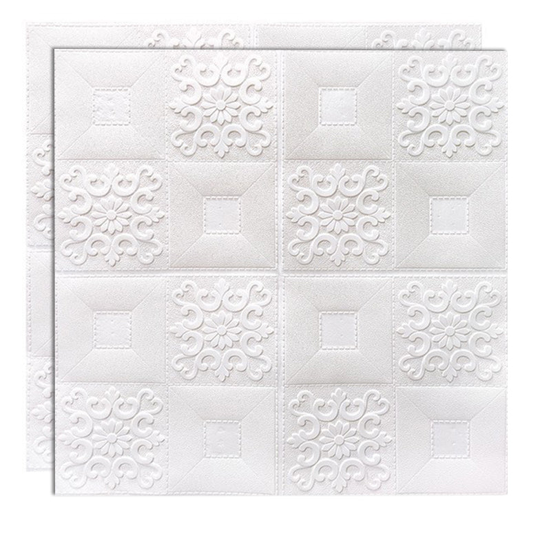 Modern Wall Paneling Foam 3D Embossed Peel and Stick Wall Panel White Clearhalo 'Flooring 'Home Improvement' 'home_improvement' 'home_improvement_wall_paneling' 'Wall Paneling' 'wall_paneling' 'Walls & Ceilings' Walls and Ceiling' 6785610