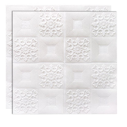 Modern Wall Paneling Foam 3D Embossed Peel and Stick Wall Panel White Clearhalo 'Flooring 'Home Improvement' 'home_improvement' 'home_improvement_wall_paneling' 'Wall Paneling' 'wall_paneling' 'Walls & Ceilings' Walls and Ceiling' 6785610