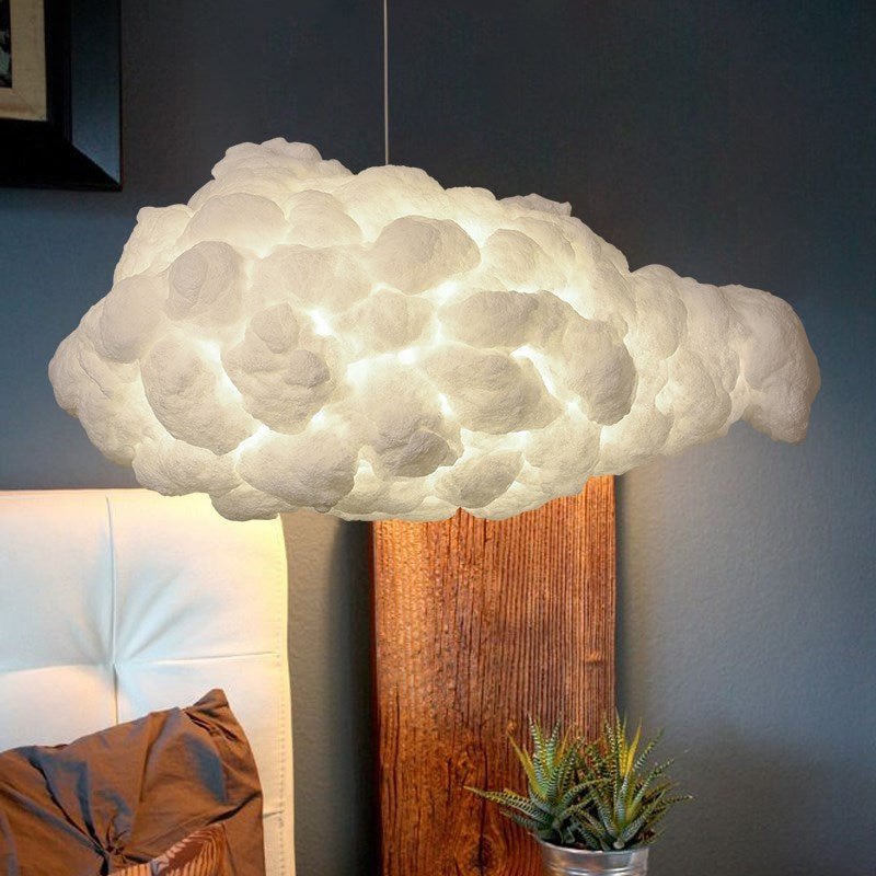 Contemporary Style Cloud Pendant Light Fixture Cotton 1/2/4-Light Dining Room Ceiling Fixture in White, 14"/16" W Clearhalo 'Ceiling Lights' 'Pendant Lights' 'Pendants' Lighting' 678570