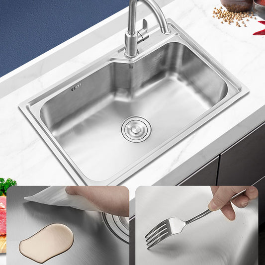 Contemporary Style Kitchen Sink Noise-cancelling Design Drop-In Kitchen Sink Clearhalo 'Home Improvement' 'home_improvement' 'home_improvement_kitchen_sinks' 'Kitchen Remodel & Kitchen Fixtures' 'Kitchen Sinks & Faucet Components' 'Kitchen Sinks' 'kitchen_sinks' 6785833