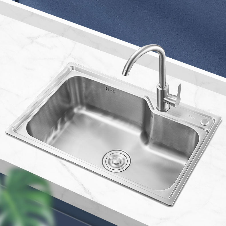 Contemporary Style Kitchen Sink Noise-cancelling Design Drop-In Kitchen Sink Clearhalo 'Home Improvement' 'home_improvement' 'home_improvement_kitchen_sinks' 'Kitchen Remodel & Kitchen Fixtures' 'Kitchen Sinks & Faucet Components' 'Kitchen Sinks' 'kitchen_sinks' 6785844