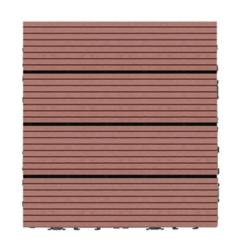 Wire Brushed Wood Floor Tile Click Lock Engineered Wood for Patio Garden Red Wood 12" x 12" Clearhalo 'Flooring 'Hardwood Flooring' 'hardwood_flooring' 'Home Improvement' 'home_improvement' 'home_improvement_hardwood_flooring' Walls and Ceiling' 6785932
