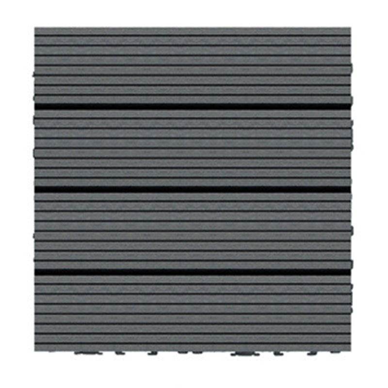 Wire Brushed Wood Floor Tile Click Lock Engineered Wood for Patio Garden Black-Gray 12" x 12" Clearhalo 'Flooring 'Hardwood Flooring' 'hardwood_flooring' 'Home Improvement' 'home_improvement' 'home_improvement_hardwood_flooring' Walls and Ceiling' 6785937