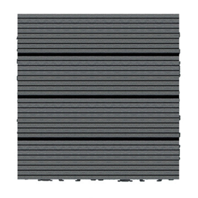 Wire Brushed Wood Floor Tile Click Lock Engineered Wood for Patio Garden Black-Gray 12" x 12" Clearhalo 'Flooring 'Hardwood Flooring' 'hardwood_flooring' 'Home Improvement' 'home_improvement' 'home_improvement_hardwood_flooring' Walls and Ceiling' 6785937