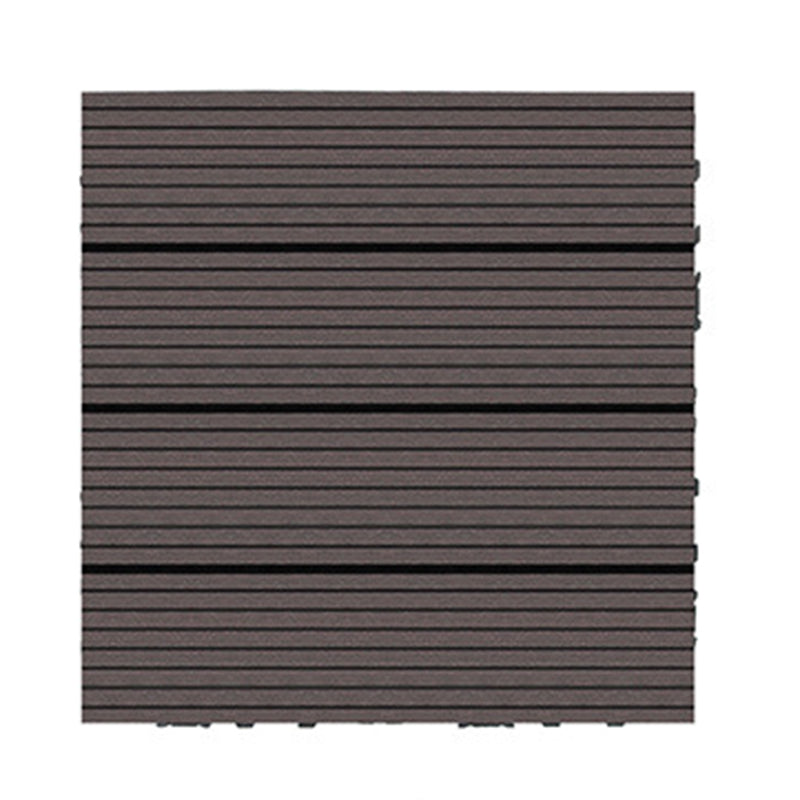 Wire Brushed Wood Floor Tile Click Lock Engineered Wood for Patio Garden Chocolate 12" x 12" Clearhalo 'Flooring 'Hardwood Flooring' 'hardwood_flooring' 'Home Improvement' 'home_improvement' 'home_improvement_hardwood_flooring' Walls and Ceiling' 6785943