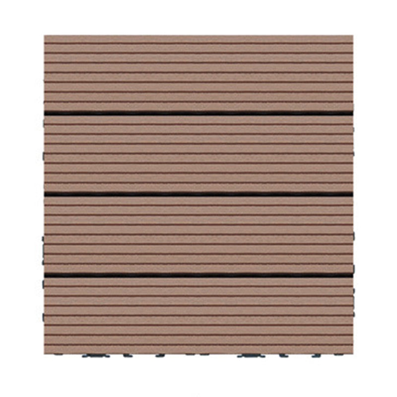 Wire Brushed Wood Floor Tile Click Lock Engineered Wood for Patio Garden Brown 12" x 12" Clearhalo 'Flooring 'Hardwood Flooring' 'hardwood_flooring' 'Home Improvement' 'home_improvement' 'home_improvement_hardwood_flooring' Walls and Ceiling' 6785949
