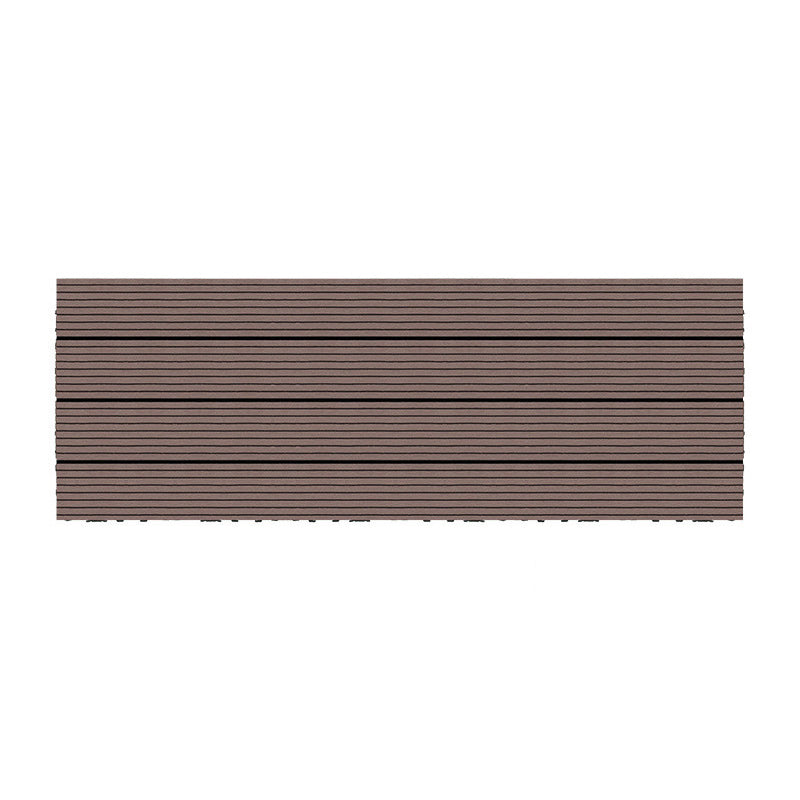 Wire Brushed Wood Floor Tile Click Lock Engineered Wood for Patio Garden Dark Coffee 12"L x 35"W Clearhalo 'Flooring 'Hardwood Flooring' 'hardwood_flooring' 'Home Improvement' 'home_improvement' 'home_improvement_hardwood_flooring' Walls and Ceiling' 6785956