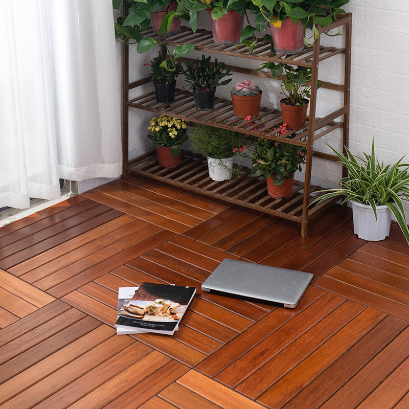 Rectangle Teak Floor Tile Water Resistant Click Lock Wooden Floor for Balcony Walnut Clearhalo 'Flooring 'Hardwood Flooring' 'hardwood_flooring' 'Home Improvement' 'home_improvement' 'home_improvement_hardwood_flooring' Walls and Ceiling' 6785984