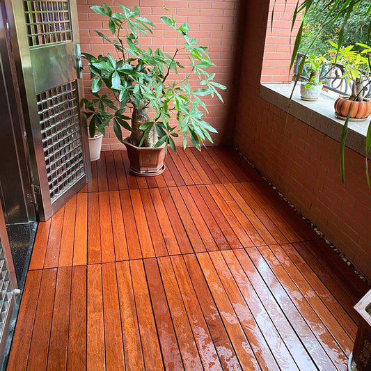 Tradition Teak Floor Tile Water Resistant Click Lock Wooden Floor for Balcony Clearhalo 'Flooring 'Hardwood Flooring' 'hardwood_flooring' 'Home Improvement' 'home_improvement' 'home_improvement_hardwood_flooring' Walls and Ceiling' 6786025