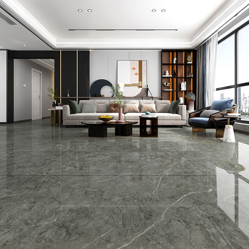 Indoor Floor Wall Tile Polished Marble Print Rectangle Living Room Floor Wall Tile Carbon 6 Pieces Clearhalo 'Floor Tiles & Wall Tiles' 'floor_tiles_wall_tiles' 'Flooring 'Home Improvement' 'home_improvement' 'home_improvement_floor_tiles_wall_tiles' Walls and Ceiling' 6786108