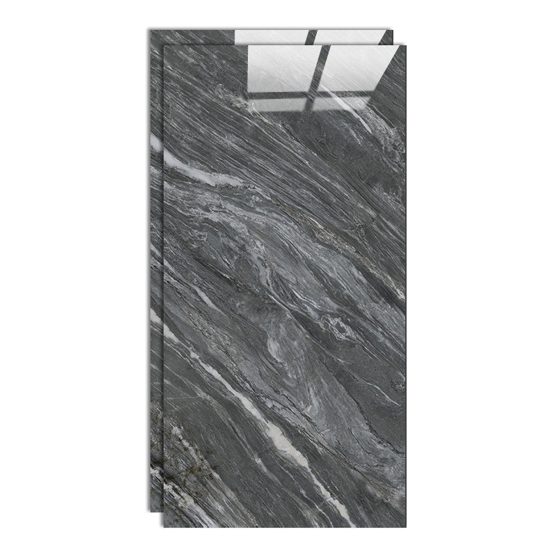 Indoor Floor Wall Tile Polished Marble Print Rectangle Living Room Floor Wall Tile Dark Heather Gray-Black Clearhalo 'Floor Tiles & Wall Tiles' 'floor_tiles_wall_tiles' 'Flooring 'Home Improvement' 'home_improvement' 'home_improvement_floor_tiles_wall_tiles' Walls and Ceiling' 6786132