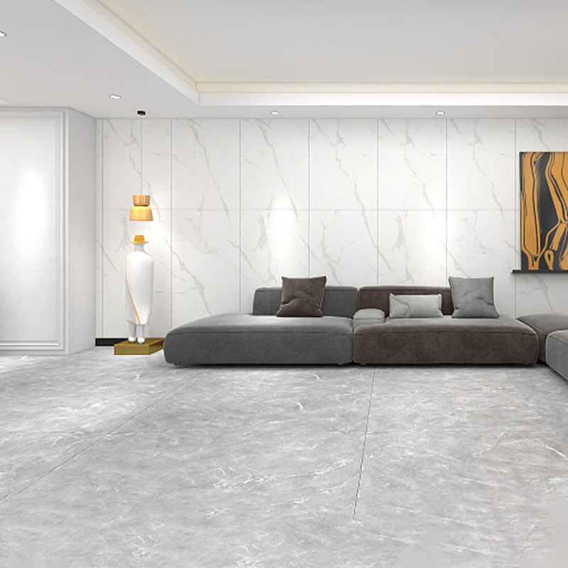 Living Room Floor & Wall Tile Polished Rectangle Ceramic Floor Tile Silver Gray 6 Pieces Clearhalo 'Floor Tiles & Wall Tiles' 'floor_tiles_wall_tiles' 'Flooring 'Home Improvement' 'home_improvement' 'home_improvement_floor_tiles_wall_tiles' Walls and Ceiling' 6786176
