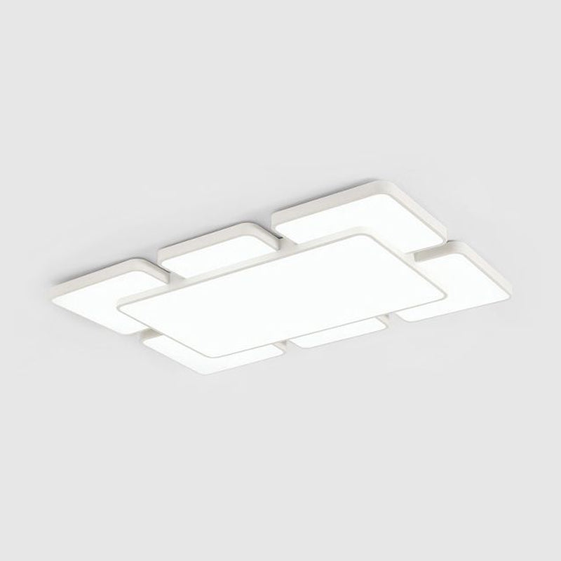 Squared/Rectangular Shade Bedroom Ceiling Flush Light Acrylic 20.5"/24.5" W 5/7 Lights Modernist Style Flush Mount Lamp in Black/White Clearhalo 'Ceiling Lights' 'Close To Ceiling Lights' 'Close to ceiling' 'Flush mount' Lighting' 678621