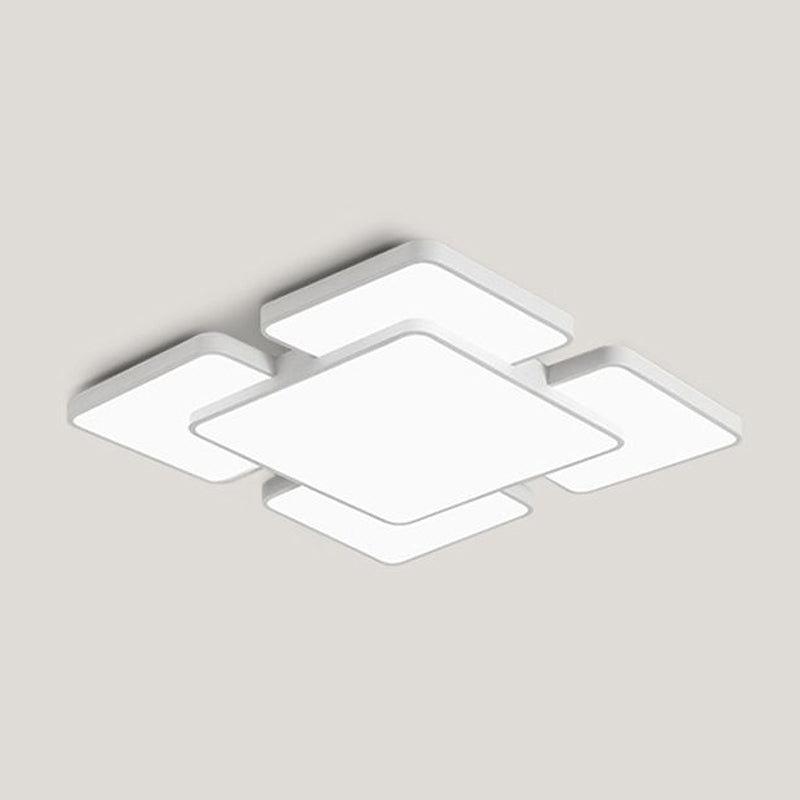 Squared/Rectangular Shade Bedroom Ceiling Flush Light Acrylic 20.5"/24.5" W 5/7 Lights Modernist Style Flush Mount Lamp in Black/White Clearhalo 'Ceiling Lights' 'Close To Ceiling Lights' 'Close to ceiling' 'Flush mount' Lighting' 678623