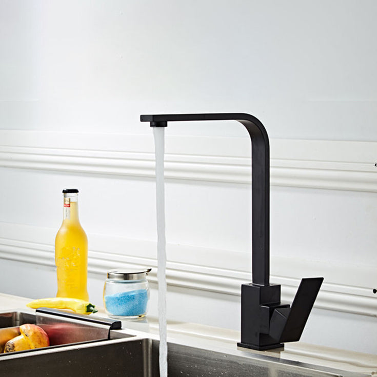 Traditional 1-Handle Faucets Stainless Steel with Water Dispenser Faucets Black Supply Lines Not Included Clearhalo 'Home Improvement' 'home_improvement' 'home_improvement_kitchen_faucets' 'Kitchen Faucets' 'Kitchen Remodel & Kitchen Fixtures' 'Kitchen Sinks & Faucet Components' 'kitchen_faucets' 6786586