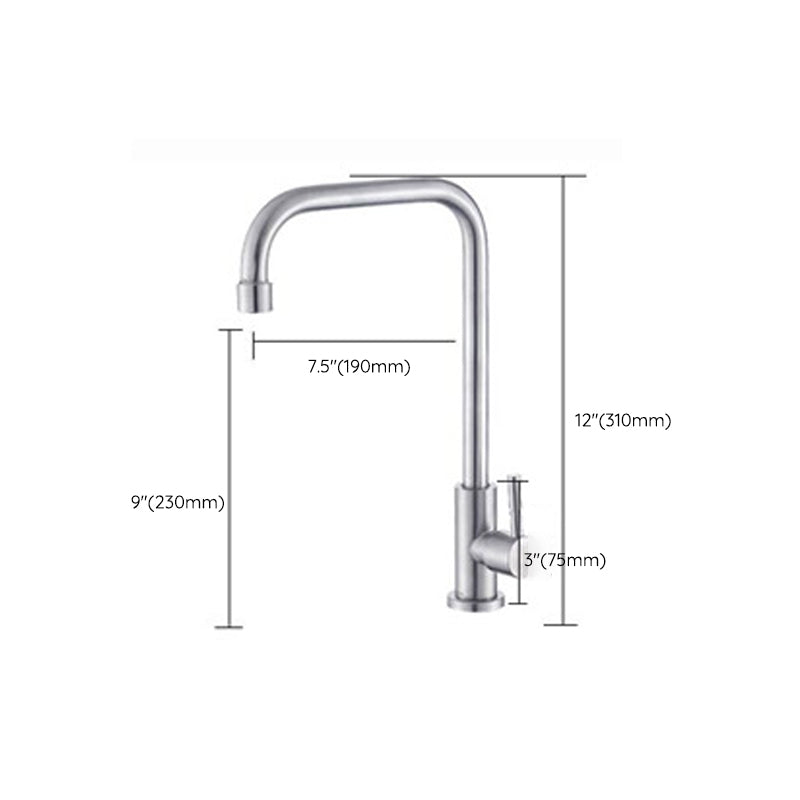 Contemporary Single Handle Faucet Standard Kitchen Faucet Pull down 1-Hold Water Filler Clearhalo 'Home Improvement' 'home_improvement' 'home_improvement_kitchen_faucets' 'Kitchen Faucets' 'Kitchen Remodel & Kitchen Fixtures' 'Kitchen Sinks & Faucet Components' 'kitchen_faucets' 6786616