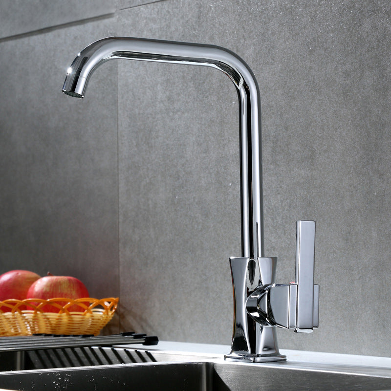 Contemporary One Handle Standard Kitchen Faucet High Arch Water Filler in Chrome Umbrella Pipe Clearhalo 'Home Improvement' 'home_improvement' 'home_improvement_kitchen_faucets' 'Kitchen Faucets' 'Kitchen Remodel & Kitchen Fixtures' 'Kitchen Sinks & Faucet Components' 'kitchen_faucets' 6786620