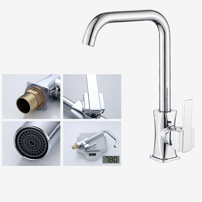 Contemporary One Handle Standard Kitchen Faucet High Arch Water Filler in Chrome Clearhalo 'Home Improvement' 'home_improvement' 'home_improvement_kitchen_faucets' 'Kitchen Faucets' 'Kitchen Remodel & Kitchen Fixtures' 'Kitchen Sinks & Faucet Components' 'kitchen_faucets' 6786624