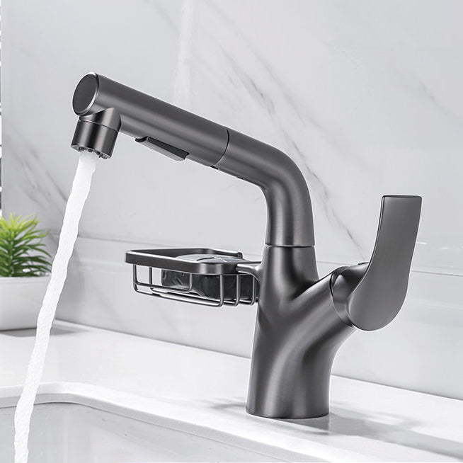 Modern Single Handle Kitchen Faucet 1-Hold Water Faucet with Pull Out Sprayer Grey Clearhalo 'Home Improvement' 'home_improvement' 'home_improvement_kitchen_faucets' 'Kitchen Faucets' 'Kitchen Remodel & Kitchen Fixtures' 'Kitchen Sinks & Faucet Components' 'kitchen_faucets' 6786631