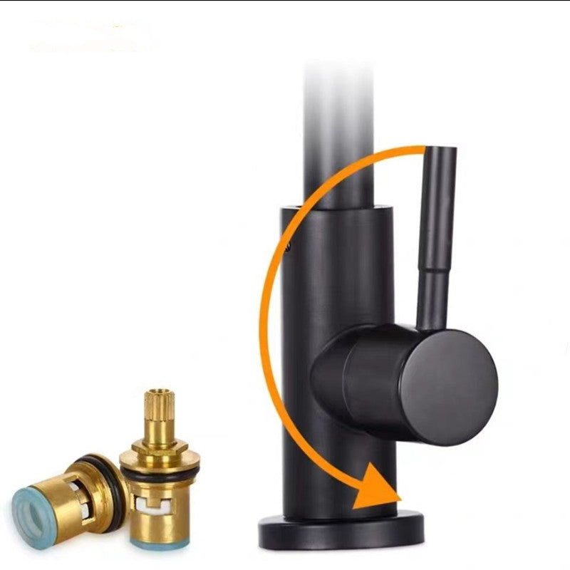 Traditional 1-Handle Faucets Black and Silver Stainless Steel Gooseneck Faucets Clearhalo 'Home Improvement' 'home_improvement' 'home_improvement_kitchen_faucets' 'Kitchen Faucets' 'Kitchen Remodel & Kitchen Fixtures' 'Kitchen Sinks & Faucet Components' 'kitchen_faucets' 6786646