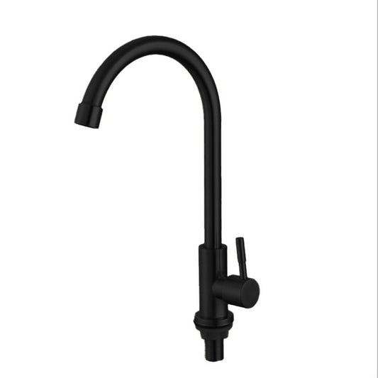 Traditional 1-Handle Faucets Black and Silver Stainless Steel Gooseneck Faucets Clearhalo 'Home Improvement' 'home_improvement' 'home_improvement_kitchen_faucets' 'Kitchen Faucets' 'Kitchen Remodel & Kitchen Fixtures' 'Kitchen Sinks & Faucet Components' 'kitchen_faucets' 6786647