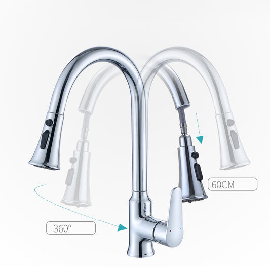 Modern Kitchen Faucet Single Handle Water Faucet with Pull out Sprayer Clearhalo 'Home Improvement' 'home_improvement' 'home_improvement_kitchen_faucets' 'Kitchen Faucets' 'Kitchen Remodel & Kitchen Fixtures' 'Kitchen Sinks & Faucet Components' 'kitchen_faucets' 6786689