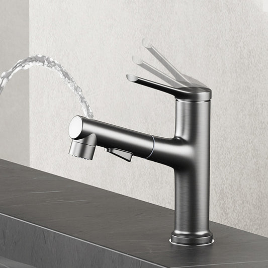 Contemporary Kitchen Faucet Single Handle 2-Function Faucet with Pull out Sprayer Clearhalo 'Home Improvement' 'home_improvement' 'home_improvement_kitchen_faucets' 'Kitchen Faucets' 'Kitchen Remodel & Kitchen Fixtures' 'Kitchen Sinks & Faucet Components' 'kitchen_faucets' 6786695