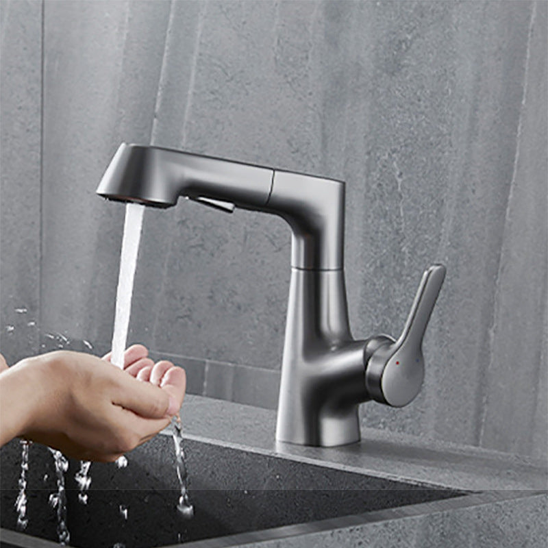 Contemporary Kitchen Faucet Single Handle 2-Function Faucet with Pull out Sprayer Grey Clearhalo 'Home Improvement' 'home_improvement' 'home_improvement_kitchen_faucets' 'Kitchen Faucets' 'Kitchen Remodel & Kitchen Fixtures' 'Kitchen Sinks & Faucet Components' 'kitchen_faucets' 6786696