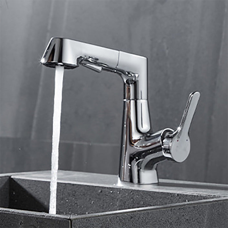 Contemporary Kitchen Faucet Single Handle 2-Function Faucet with Pull out Sprayer Nickel Clearhalo 'Home Improvement' 'home_improvement' 'home_improvement_kitchen_faucets' 'Kitchen Faucets' 'Kitchen Remodel & Kitchen Fixtures' 'Kitchen Sinks & Faucet Components' 'kitchen_faucets' 6786697