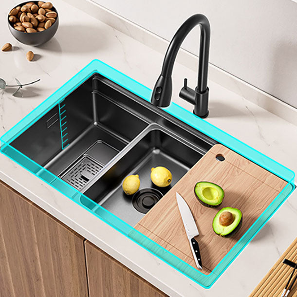 Modern Style Kitchen Sink Stainless Steel Rectangle Shape Kitchen Sink Clearhalo 'Home Improvement' 'home_improvement' 'home_improvement_kitchen_sinks' 'Kitchen Remodel & Kitchen Fixtures' 'Kitchen Sinks & Faucet Components' 'Kitchen Sinks' 'kitchen_sinks' 6786733