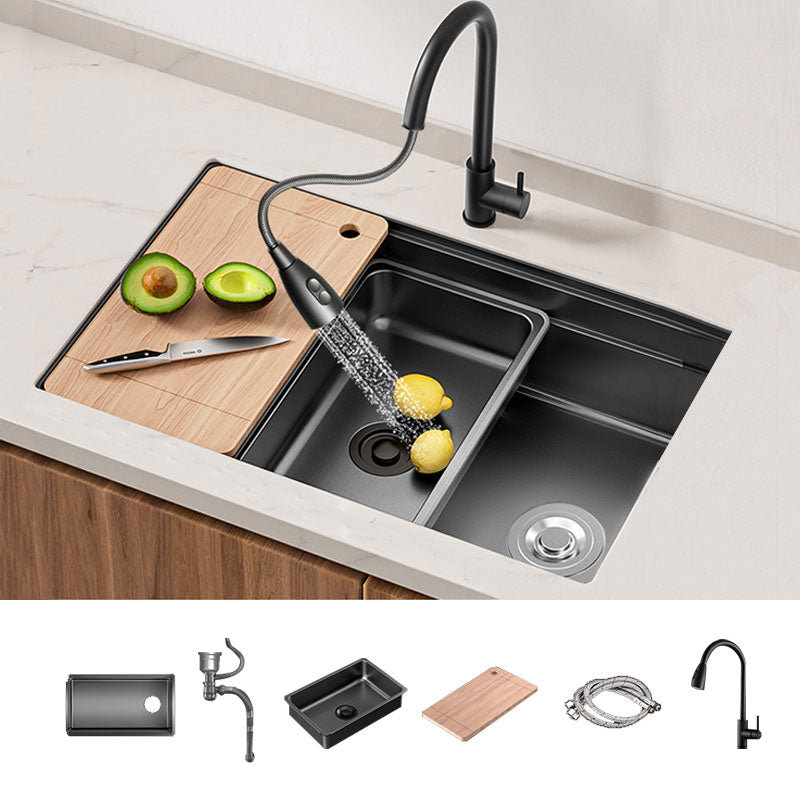 Modern Style Kitchen Sink Stainless Steel Rectangle Shape Kitchen Sink Sink with Faucet Pull Out Faucet Clearhalo 'Home Improvement' 'home_improvement' 'home_improvement_kitchen_sinks' 'Kitchen Remodel & Kitchen Fixtures' 'Kitchen Sinks & Faucet Components' 'Kitchen Sinks' 'kitchen_sinks' 6786734