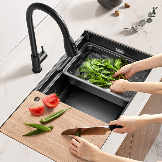 Modern Style Kitchen Sink Stainless Steel Rectangle Shape Kitchen Sink Clearhalo 'Home Improvement' 'home_improvement' 'home_improvement_kitchen_sinks' 'Kitchen Remodel & Kitchen Fixtures' 'Kitchen Sinks & Faucet Components' 'Kitchen Sinks' 'kitchen_sinks' 6786737