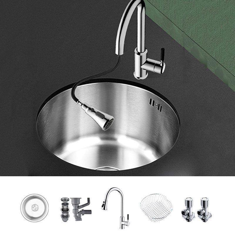 Contemporary Kitchen Sink Stainless Steel Single Bowl Kitchen Sink 15.7"L x 15.7"W x 7.5"H Sink with Faucet Three Outlet Water Draw Tap Clearhalo 'Home Improvement' 'home_improvement' 'home_improvement_kitchen_sinks' 'Kitchen Remodel & Kitchen Fixtures' 'Kitchen Sinks & Faucet Components' 'Kitchen Sinks' 'kitchen_sinks' 6786774