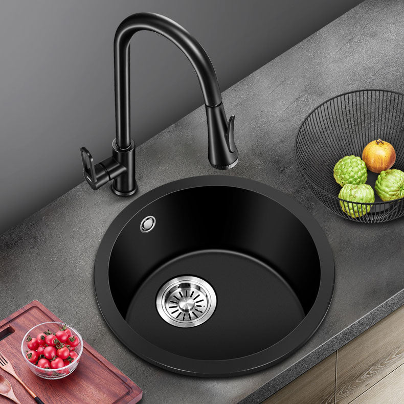 Contemporary Style Kitchen Sink Quartz Single Bowl Kitchen Sink Clearhalo 'Home Improvement' 'home_improvement' 'home_improvement_kitchen_sinks' 'Kitchen Remodel & Kitchen Fixtures' 'Kitchen Sinks & Faucet Components' 'Kitchen Sinks' 'kitchen_sinks' 6786800