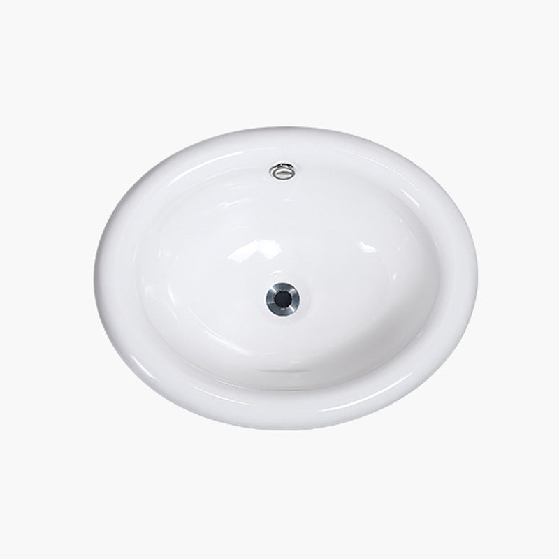 Contemporary Bathroom Sink Porcelain Oval-Shape Drop-in Bathroom Sink without Faucet 21"L x 17"W x 7"H Clearhalo 'Bathroom Remodel & Bathroom Fixtures' 'Bathroom Sinks & Faucet Components' 'Bathroom Sinks' 'bathroom_sink' 'Home Improvement' 'home_improvement' 'home_improvement_bathroom_sink' 6786881