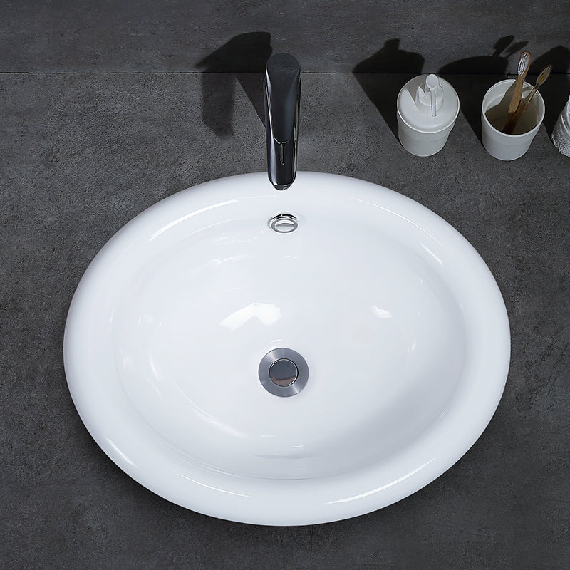 Contemporary Bathroom Sink Porcelain Oval-Shape Drop-in Bathroom Sink without Faucet Clearhalo 'Bathroom Remodel & Bathroom Fixtures' 'Bathroom Sinks & Faucet Components' 'Bathroom Sinks' 'bathroom_sink' 'Home Improvement' 'home_improvement' 'home_improvement_bathroom_sink' 6786883