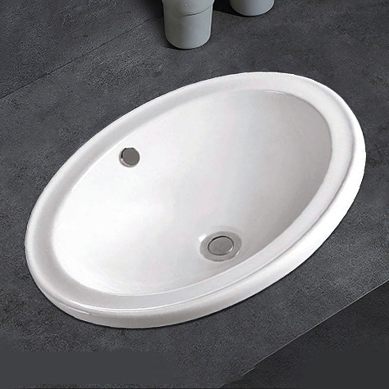 Contemporary Bathroom Sink Porcelain Oval-Shape Drop-in Bathroom Sink without Faucet 22"L x 17"W x 8"H Clearhalo 'Bathroom Remodel & Bathroom Fixtures' 'Bathroom Sinks & Faucet Components' 'Bathroom Sinks' 'bathroom_sink' 'Home Improvement' 'home_improvement' 'home_improvement_bathroom_sink' 6786884