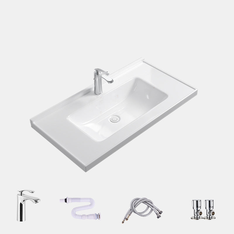 Contemporary Bathroom Sink Rectangular Porcelain Drop-in Bathroom Sink with Pop-Up Drain 35"L x 19"W x 9"H Sink with Faucet Clearhalo 'Bathroom Remodel & Bathroom Fixtures' 'Bathroom Sinks & Faucet Components' 'Bathroom Sinks' 'bathroom_sink' 'Home Improvement' 'home_improvement' 'home_improvement_bathroom_sink' 6786930