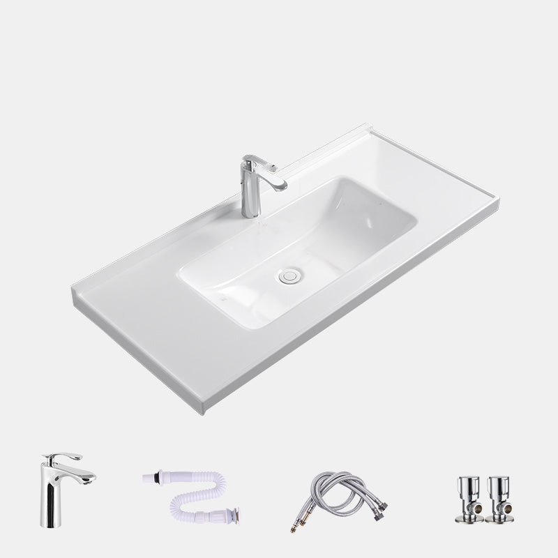 Contemporary Bathroom Sink Rectangular Porcelain Drop-in Bathroom Sink with Pop-Up Drain 40"L x 19"W x 9"H Sink with Faucet Clearhalo 'Bathroom Remodel & Bathroom Fixtures' 'Bathroom Sinks & Faucet Components' 'Bathroom Sinks' 'bathroom_sink' 'Home Improvement' 'home_improvement' 'home_improvement_bathroom_sink' 6786931