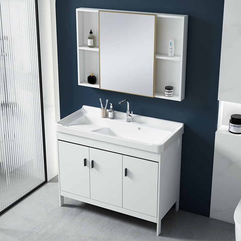 Gorgeous Metal Vanity Cabinet Freestanding Standard Open Console with Sink Set Clearhalo 'Bathroom Remodel & Bathroom Fixtures' 'Bathroom Vanities' 'bathroom_vanities' 'Home Improvement' 'home_improvement' 'home_improvement_bathroom_vanities' 6787010
