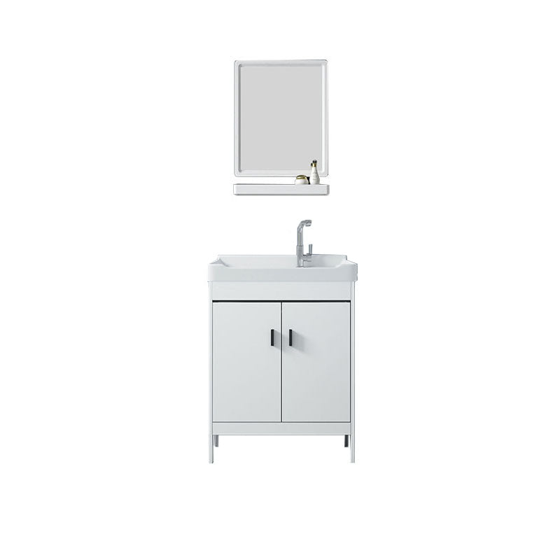 Gorgeous Metal Vanity Cabinet Freestanding Standard Open Console with Sink Set Vanity & Faucet & Mirrors 24"L x 18.9"W x 31.9"H Clearhalo 'Bathroom Remodel & Bathroom Fixtures' 'Bathroom Vanities' 'bathroom_vanities' 'Home Improvement' 'home_improvement' 'home_improvement_bathroom_vanities' 6787011