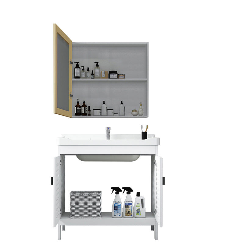 Gorgeous Metal Vanity Cabinet Freestanding Standard Open Console with Sink Set Clearhalo 'Bathroom Remodel & Bathroom Fixtures' 'Bathroom Vanities' 'bathroom_vanities' 'Home Improvement' 'home_improvement' 'home_improvement_bathroom_vanities' 6787012