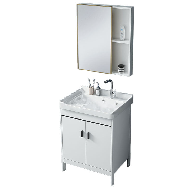 Gorgeous Metal Vanity Cabinet Freestanding Standard Open Console with Sink Set Vanity & Faucet & Mirror Cabinet 24"L x 18.9"W x 31.9"H Clearhalo 'Bathroom Remodel & Bathroom Fixtures' 'Bathroom Vanities' 'bathroom_vanities' 'Home Improvement' 'home_improvement' 'home_improvement_bathroom_vanities' 6787014