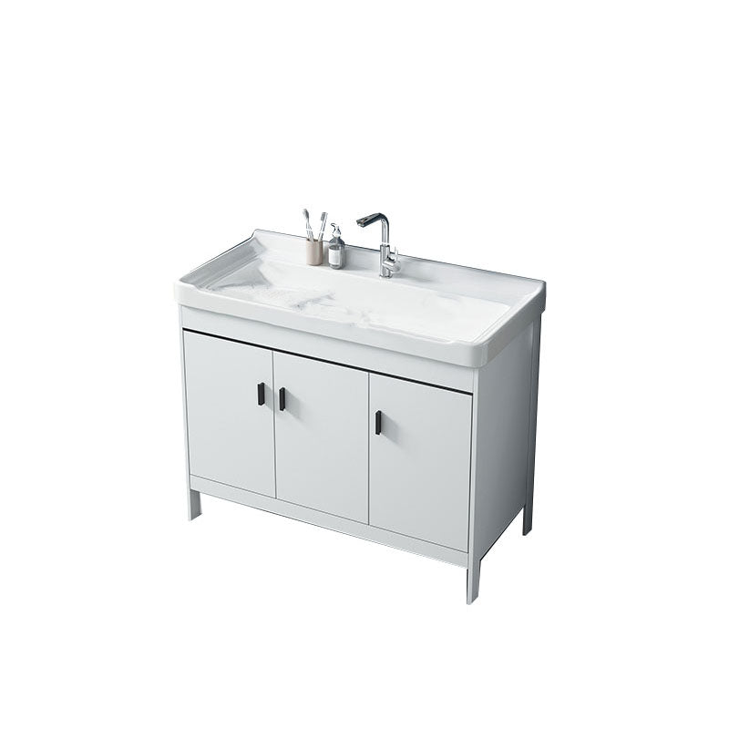 Gorgeous Metal Vanity Cabinet Freestanding Standard Open Console with Sink Set Vanity & Faucet Clearhalo 'Bathroom Remodel & Bathroom Fixtures' 'Bathroom Vanities' 'bathroom_vanities' 'Home Improvement' 'home_improvement' 'home_improvement_bathroom_vanities' 6787017