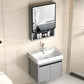2 Doors Bathroom Vanity Mirror Grey Rectangle Single Sink Wall Mount Vanity Vanity & Faucet & Mirror Cabinet 20"L x 14"W x 19"H White Clearhalo 'Bathroom Remodel & Bathroom Fixtures' 'Bathroom Vanities' 'bathroom_vanities' 'Home Improvement' 'home_improvement' 'home_improvement_bathroom_vanities' 6787046